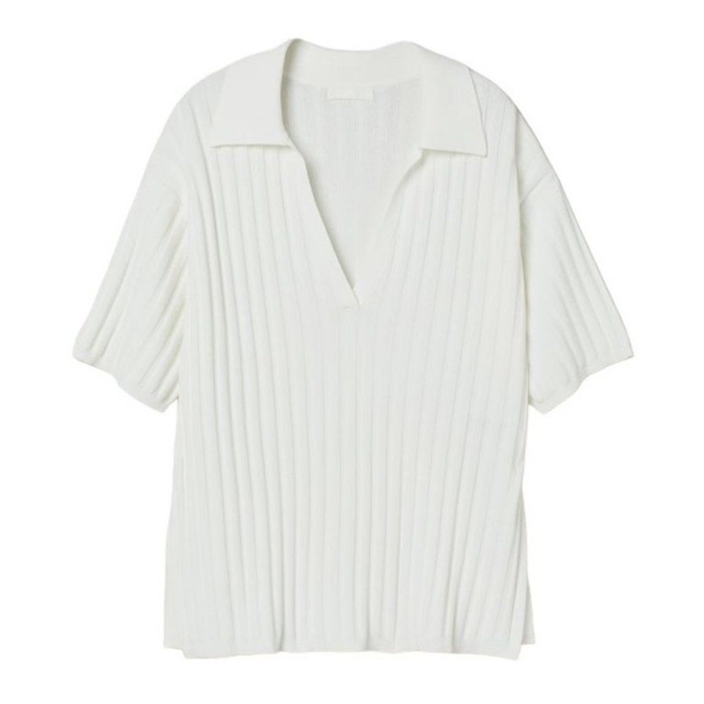 H&M White Ribbed Top Size Medium